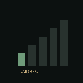 Animated live signal bars indicating Vortex market status monitoring